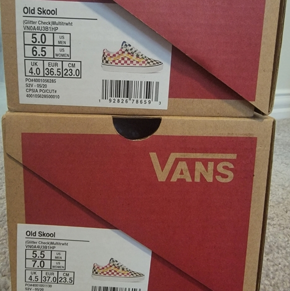 NEW Vans Old Skool glitter multi-colored checkerboard shoes - Picture 3 of 3